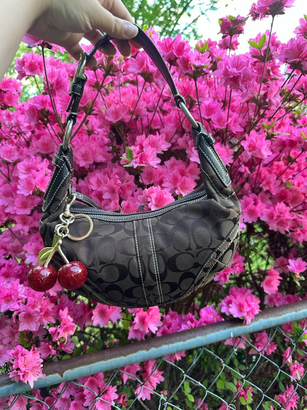 Mini Brown Signature-Pattern Shoulder Bag